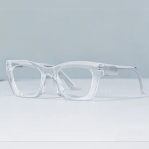 +1.50 Square reading glasses Oprah style Clear frame Blue light blocking…